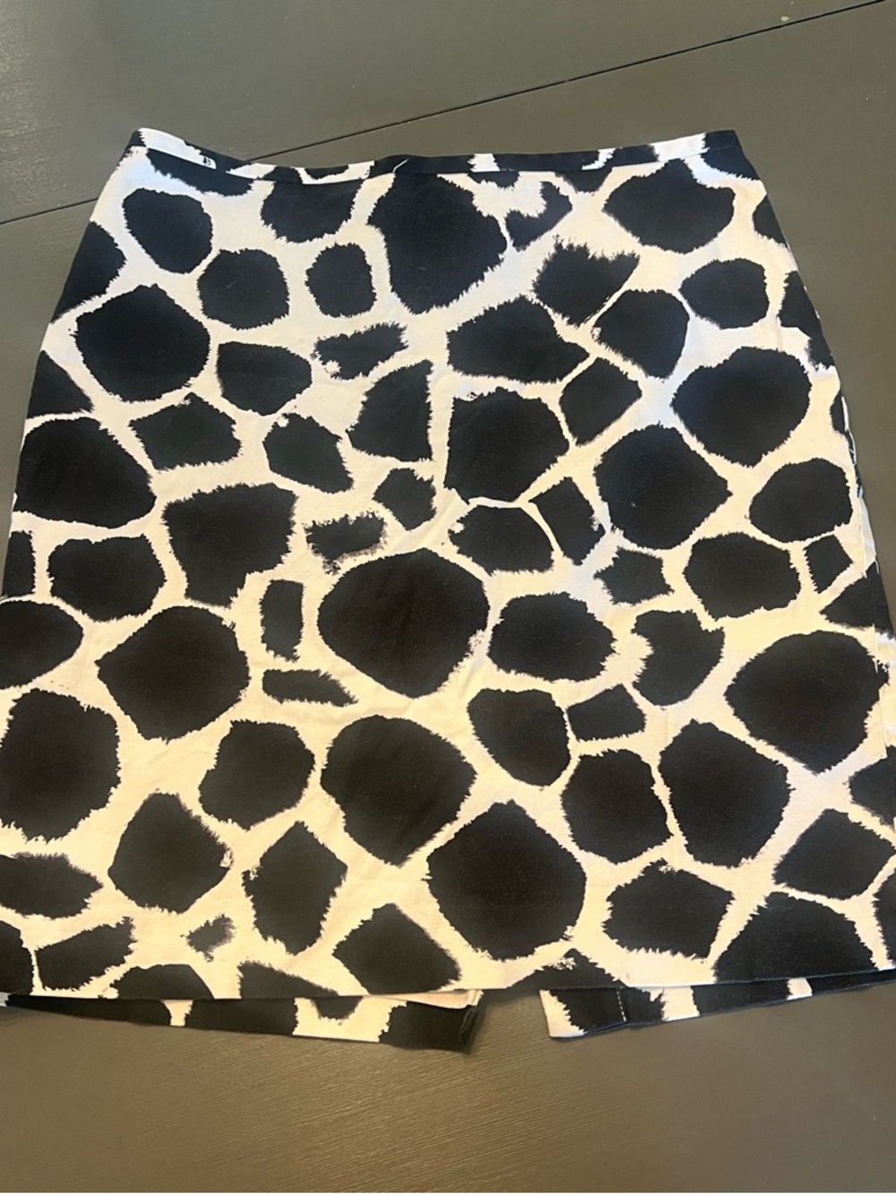 LOFT Black and White Animal-Print Mini Skirt